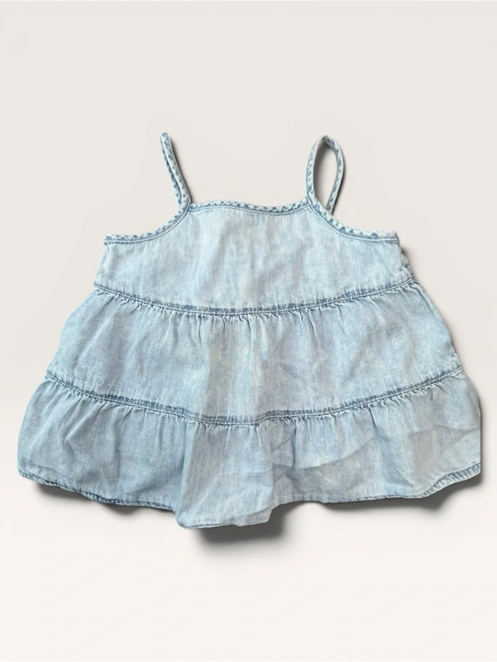 NWOT BabyGAP Infant Light Blue Denim Spaghetti Strap Top, 12-18M, Organic Cotton - Picture 2 of 4
